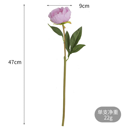 Elegant Faux Peony Décor for Living Room - Stunning Single-Stem Oil Painting Peony Bouquet for Store Window Displays and Home Accent