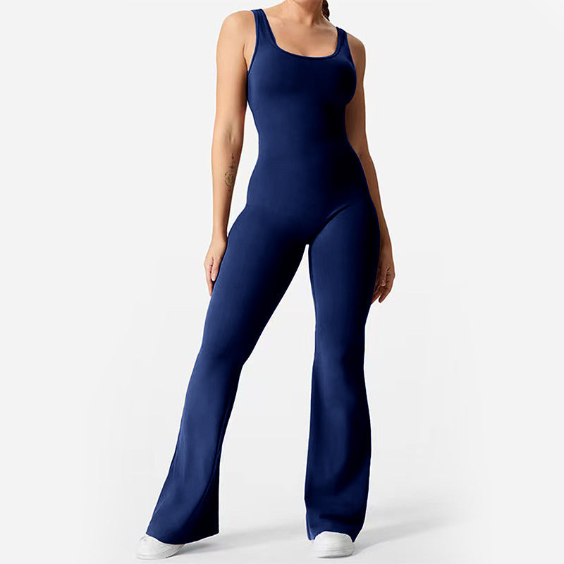 Seamless V Back Hollow Cutout Yoga Jumpsuit for Women Comfortable and for Fitness and Outdoor Activities