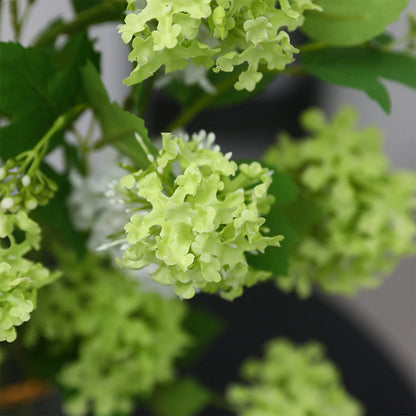 Stunning Faux Floral Arrangement for Home Decor – Perfect for Wedding Photography & Event Styling - 5-Head Artificial Hydrangea Cluster with Rustic Wood Accents