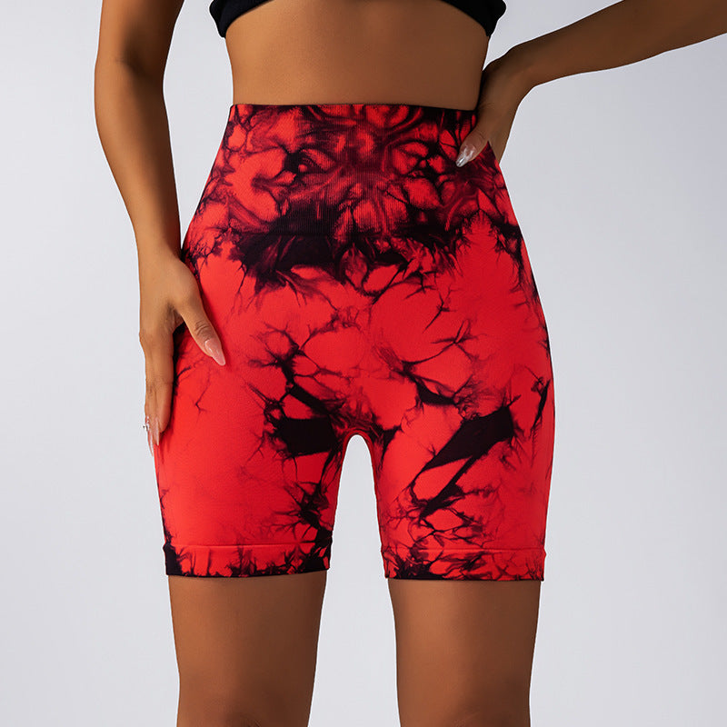 High Performance Tie Dye Yoga Shorts for Women Breathable Stretchy and for Running and Workout with Lifted Butt Design