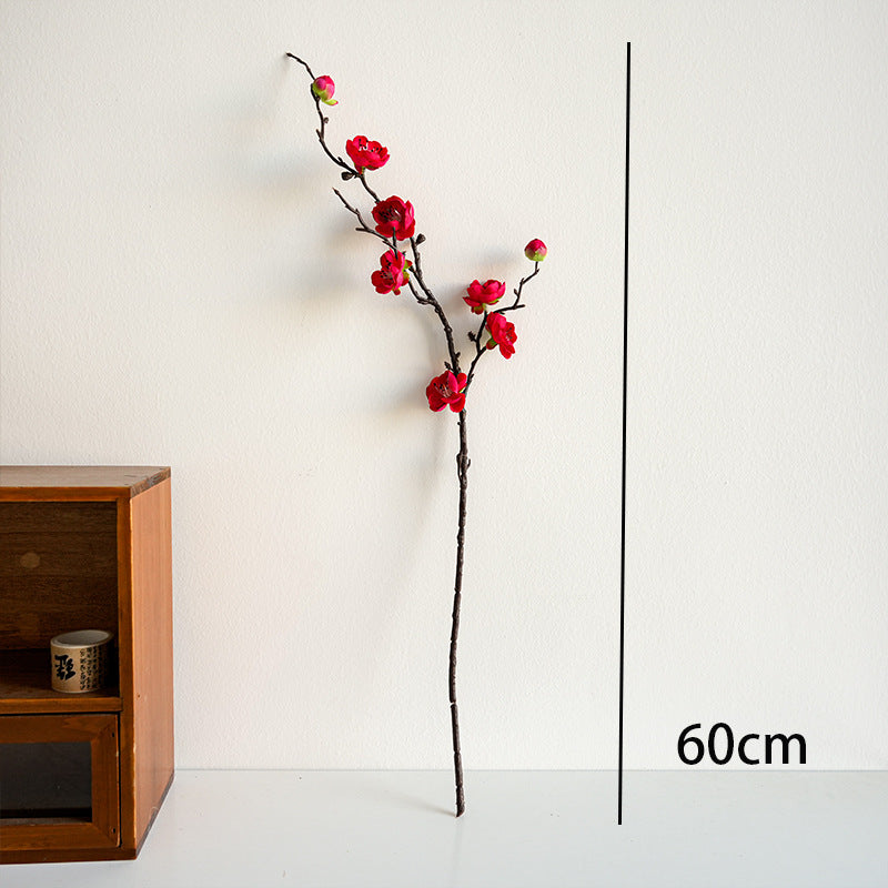 Realistic Plum Blossom Branch Faux Flower Bouquet - Elegant Plastic Home Decor for Living Room Vase Arrangements