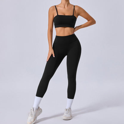 Versatile Detachable Strap Sports Bra and High Waisted Leggings Yoga Set Breathable Quick Dry Workout Outfit for Running and Fitness Enthusiasts