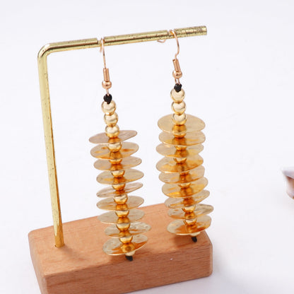 Trendy Vintage-Inspired Metal Geometric Round Disk Drop Earrings - Chic Punk Luxe Style Perfect for Casual Outfits