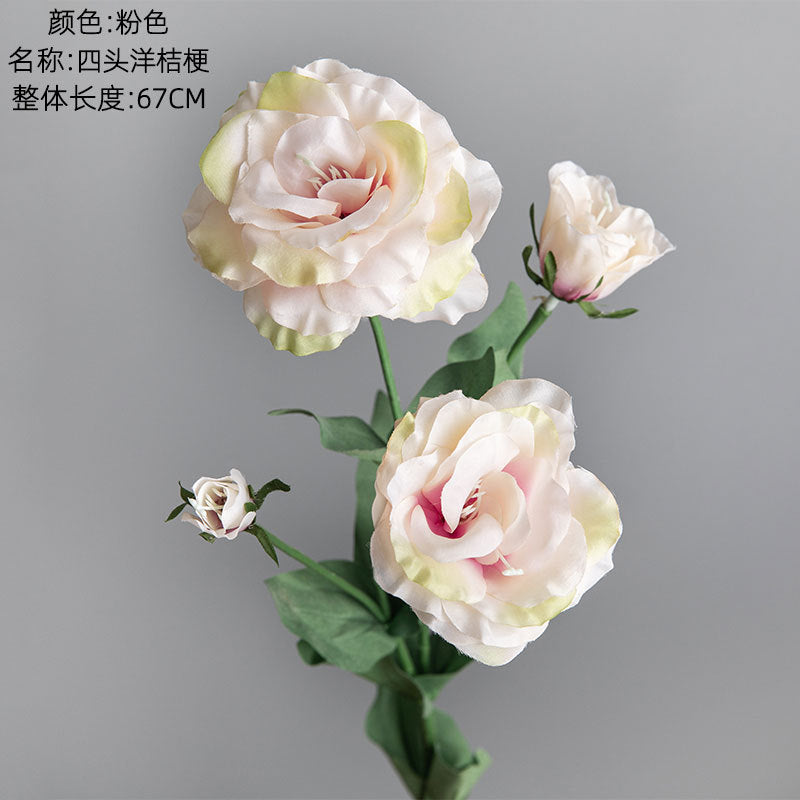 Elegant 4-Piece Artificial Eustoma Flower Bouquet - Perfect for Home Décor, Weddings, and Special Events | Realistic Silk Flowers for Lasting Beauty (Model DY-397)