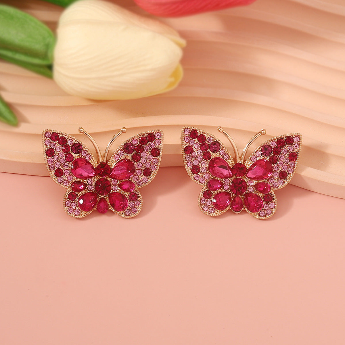 Stylish Animal-Inspired Butterfly Earrings with Colorful Crystals -  Quality Alloy for Unique Fashion Lovers