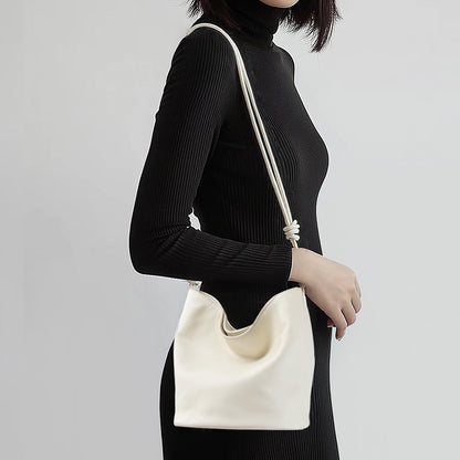 Spring One Shoulder Bag for Women Grain Leather Crossbody Bucket Bag
