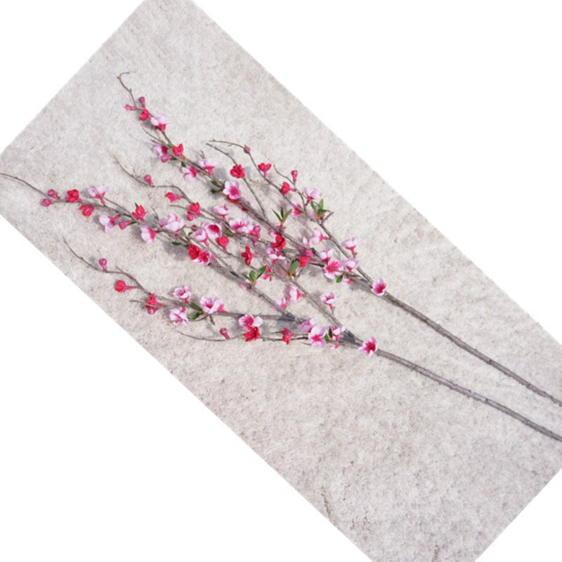 Single Stem 5-Branch Faux Peach Blossom - Stunning Artificial Flowers for Weddings, Home Decor, Hotels, and Event Photography