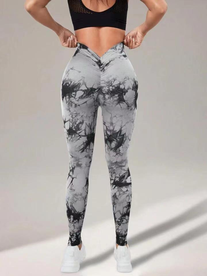 High Waisted Seamless Tie Dye Peach Yoga Pants for Women Butt Lifting Stretchy Fitness Leggings for Outdoor Workouts Gym Sessions