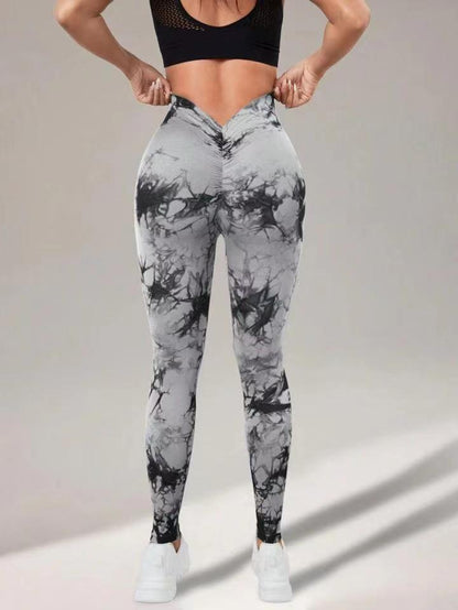 High Waisted Seamless Tie Dye Peach Yoga Pants for Women Butt Lifting Stretchy Fitness Leggings for Outdoor Workouts Gym Sessions