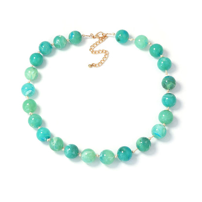 Chic and Fresh Minimalist Jade Green Beaded Necklace - Elegant Everyday Accessory for Women, Perfect for Work and Casual Outfits
