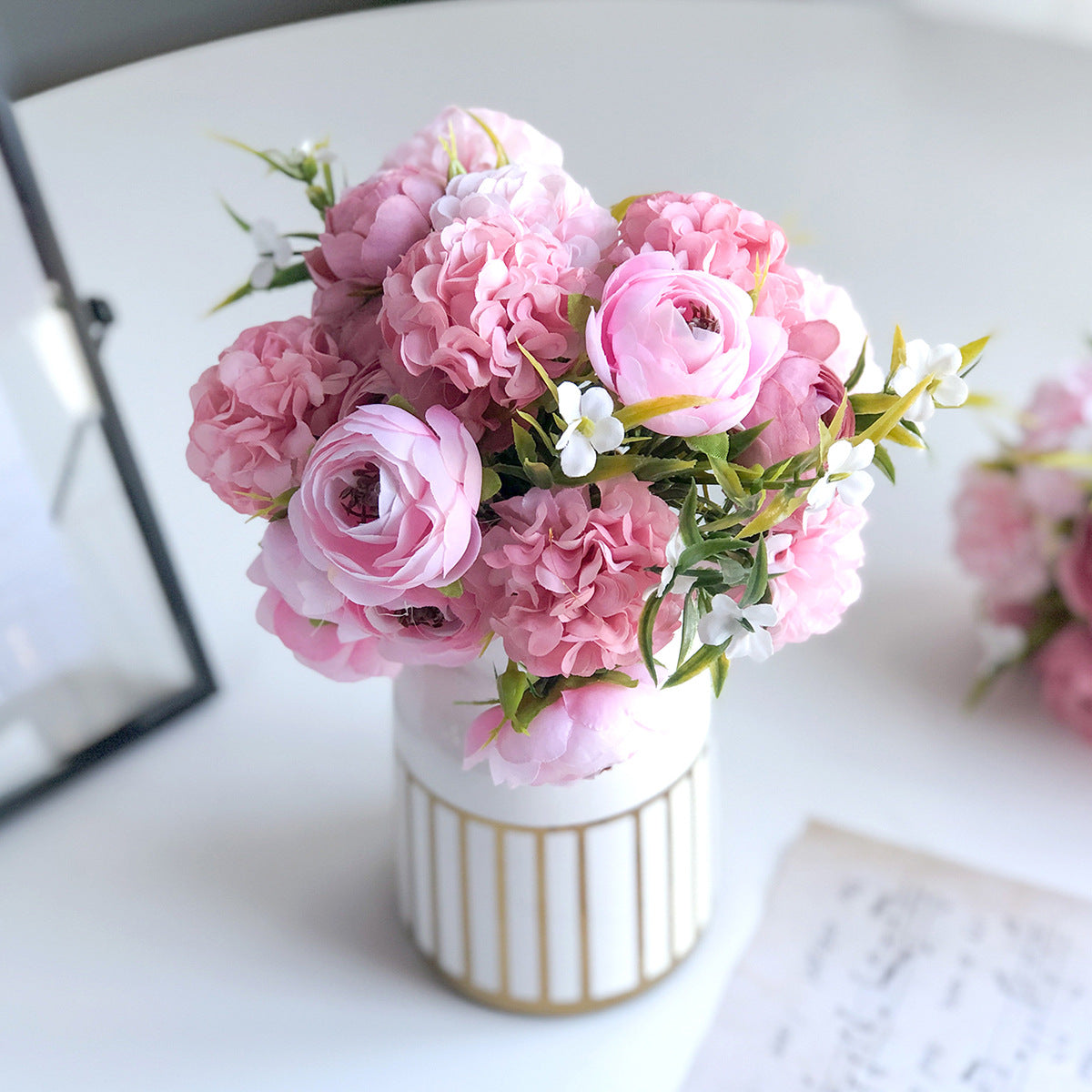 Charming Mixed Floral Arrangement with Hydrangea and Peony - Elegant Artificial Flower Bouquet for Home Décor and Wedding Celebrations