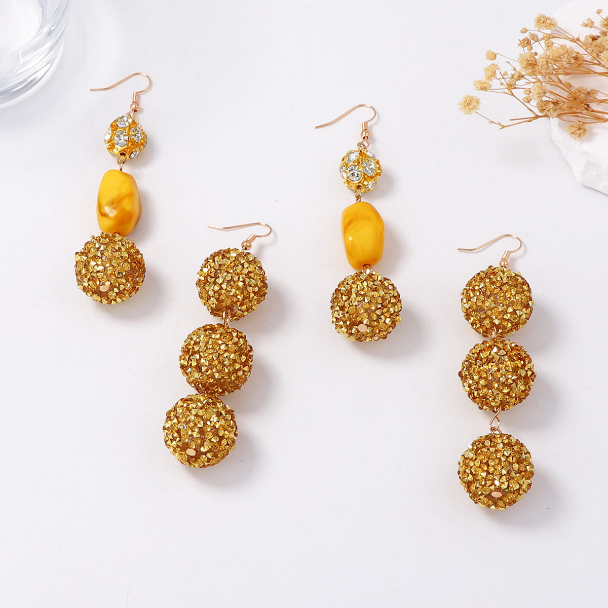 Stylish Minimalist Glittering Geometric Sphere Drop Earrings - Perfect for Christmas and Everyday Wear