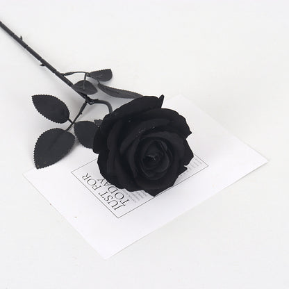 Dark Elegance: Faux Black Rose for Halloween Decor - Stunning Artificial Flowers for Spooky Celebrations and Elegant Arrangements