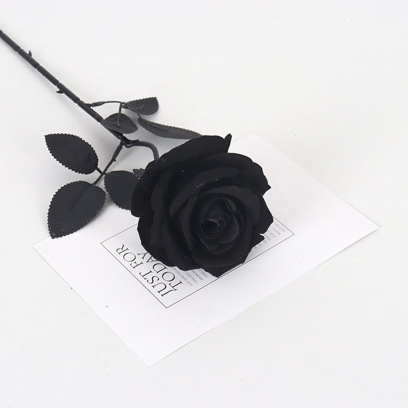 Elegant Black Rose Decorations - Dark Gothic Floral Arrangements for Halloween Festivities and Haunted Events