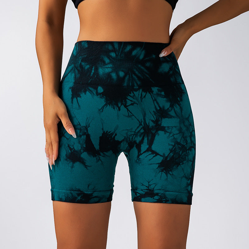 High Performance Tie Dye Yoga Shorts for Women Breathable Stretchy and for Running and Workout with Lifted Butt Design