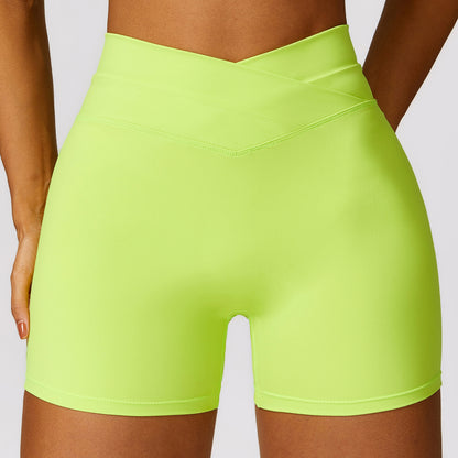 High Waisted Cross Back Yoga Shorts for Enhanced Lift and Comfort Soft Fabric Running Workout Shorts 8578