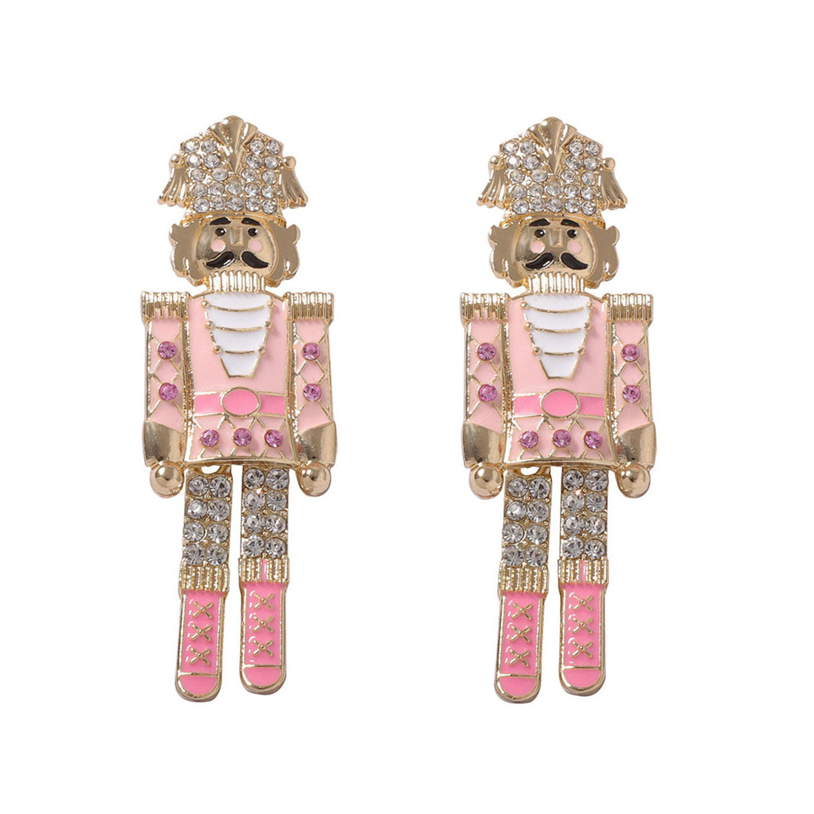 Adorable Cartoon King and Queen Rhinestone Stud Earrings – Unique Creative Design for Christmas – Perfect for Holiday Gifting!