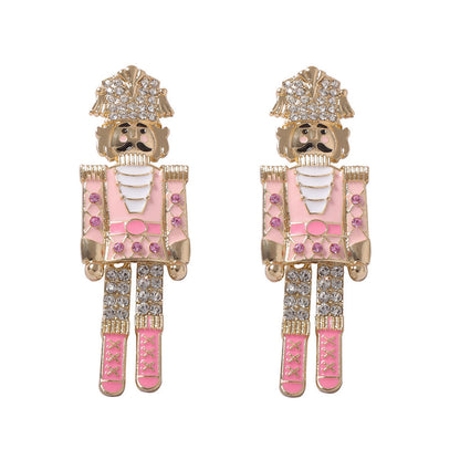 Adorable Cartoon King and Queen Rhinestone Stud Earrings – Unique Creative Design for Christmas – Perfect for Holiday Gifting!