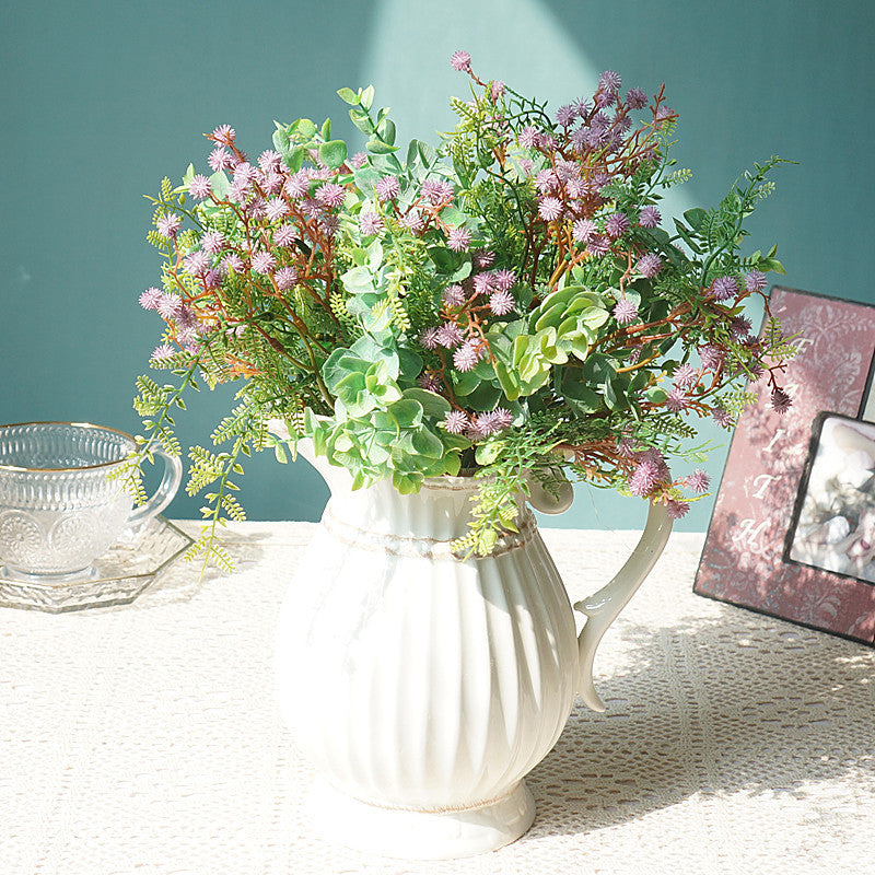 Charming Eucalyptus Bundle of Miniature Sea Urchin Decor - Vibrant Faux Floral Wall Art for Home and Garden Aesthetics