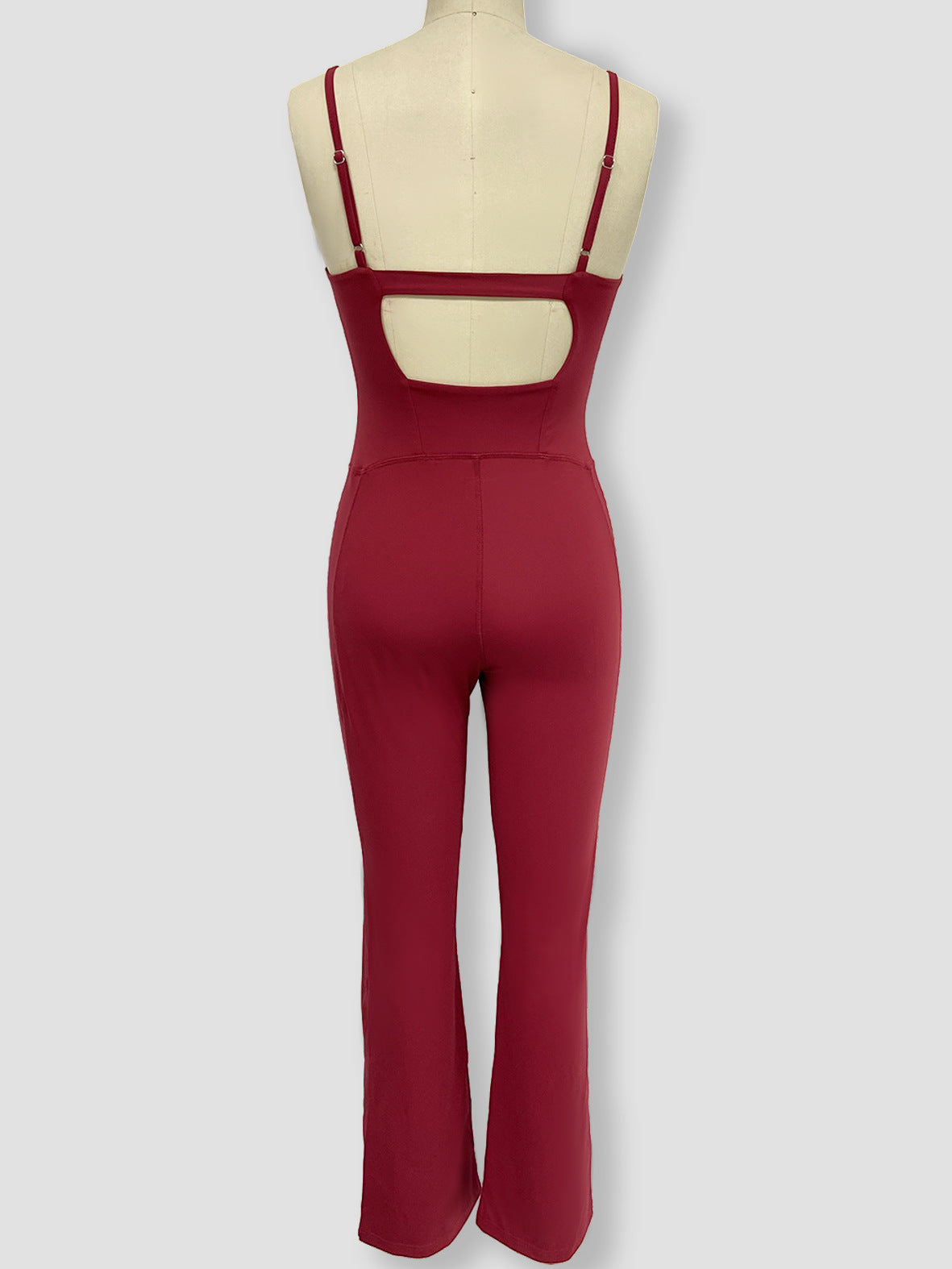 Solid Color Hollow Back Bodysuit for Enhanced Lift Long Fitted Jumpsuit for Running Gym Workouts and Yoga