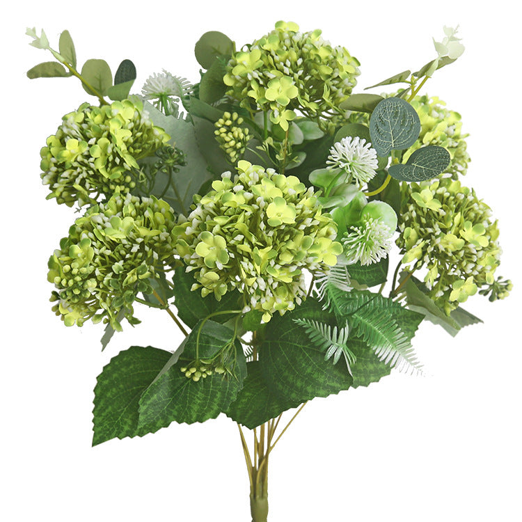 Elegant Snowball Flower Decorative Silk Hydrangea Bouquet - Perfect for Home Decor, Dining Table Arrangements, and Hotel Style Interiors