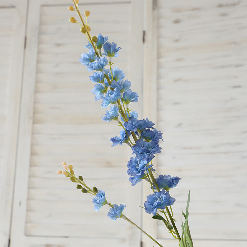 Lifelike Hyacinth Faux Flowers - 2 Branch Delphinium Fake Floral Arrangement for Stunning Wedding Decor and Scenic Props - Vibrant Violet Artificial Blooms