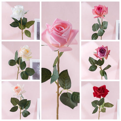 Realistic Touch Rose Bud Arrangement - Hand-Held Faux Flowers for Home Décor - Lifelike Wet Texture - Perfect for Weddings, Events, and Everyday Decorating - Model MW60005