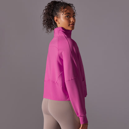 Cozy Half Zip High Neck Yoga Sweatshirt with Thumb Holes for Running Cycling and Fitness Activities