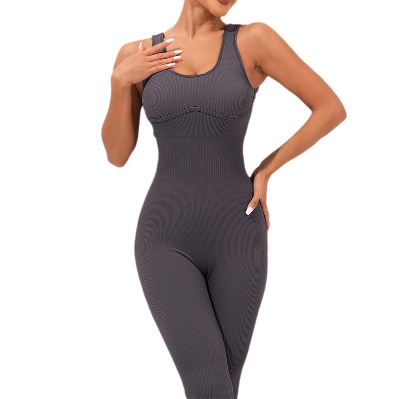 Seamless Sleeveless Yoga Jumpsuit with Wide Leg Flare Pants Comfortable and for All Workouts