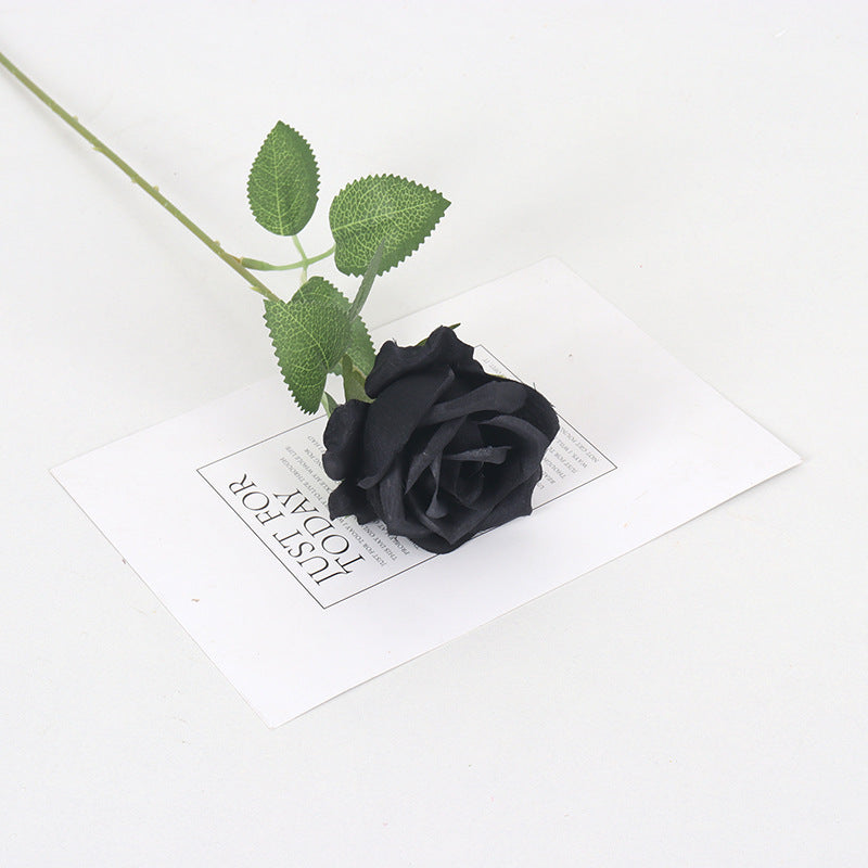 Dark Elegance: Faux Black Rose for Halloween Decor - Stunning Artificial Flowers for Spooky Celebrations and Elegant Arrangements