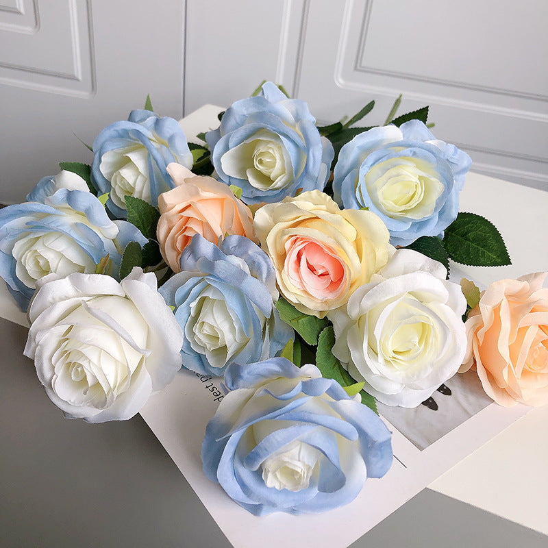 Elegant Ice Blue Faux Rose Single Stem Silk Flower - Perfect for Home Decor, Valentine's Day, Weddings, and Photography Props