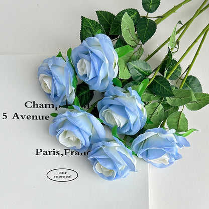 Stunning Imitation Rose Waterfall Decoration – Realistic Blue Ice Roses for Valentine's Day Gifts, Perfect for Living Room, Bedroom, Wedding Decor, and Photography Props