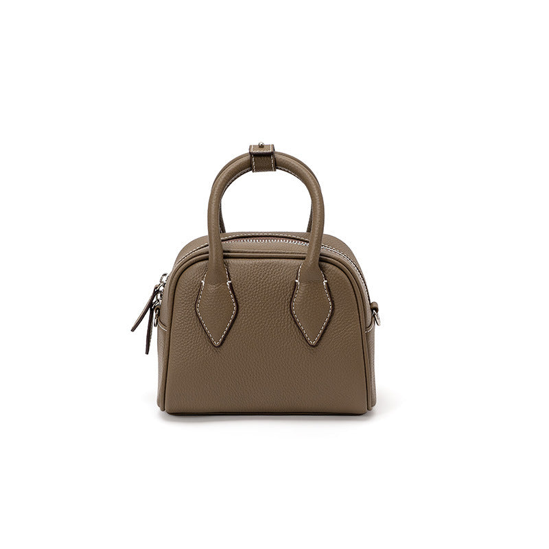 Boston Bag Top Grain Leather Shoulder and Crossbody Bag Unique Korean Design for Effortless Chic