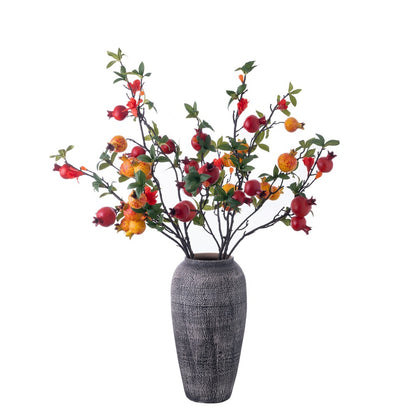 9-Head Faux Pomegranate Artificial Flowers - Lifelike Greenery for Weddings and Ins-Worthy Home Decor - Perfect for Any Celebration or Event - Model MW76602