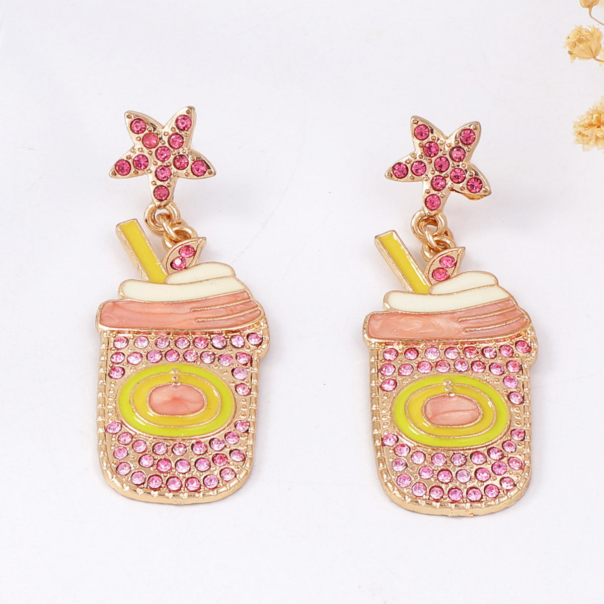 Charming Minimalist Cartoon-Inspired Alloy and Zirconia Teacup Cold Drink Earrings for Women – Perfect for Daily Wear and Unique Gifts