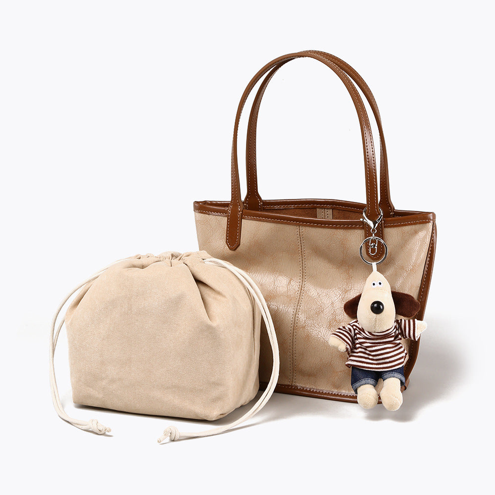 Vintage Inspired Leather Tote Bag with Nested Pouch Spacious and Chic Handbag for Women for Daily Use and Outings