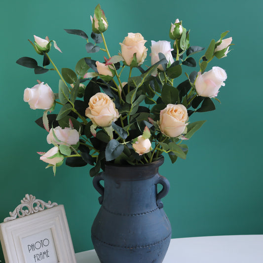 Elegant European Style Faux Bulgarian Rose for Home Décor and Wedding Celebrations - Beautifully Crafted Silk Rose Arrangement with Oil Painting Inspiration