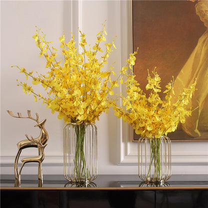 Handcrafted Yellow Dancing Orchid Artificial Flowers - Exquisite Phalaenopsis Floral Decorations for Dining Table and Bedroom Ambiance