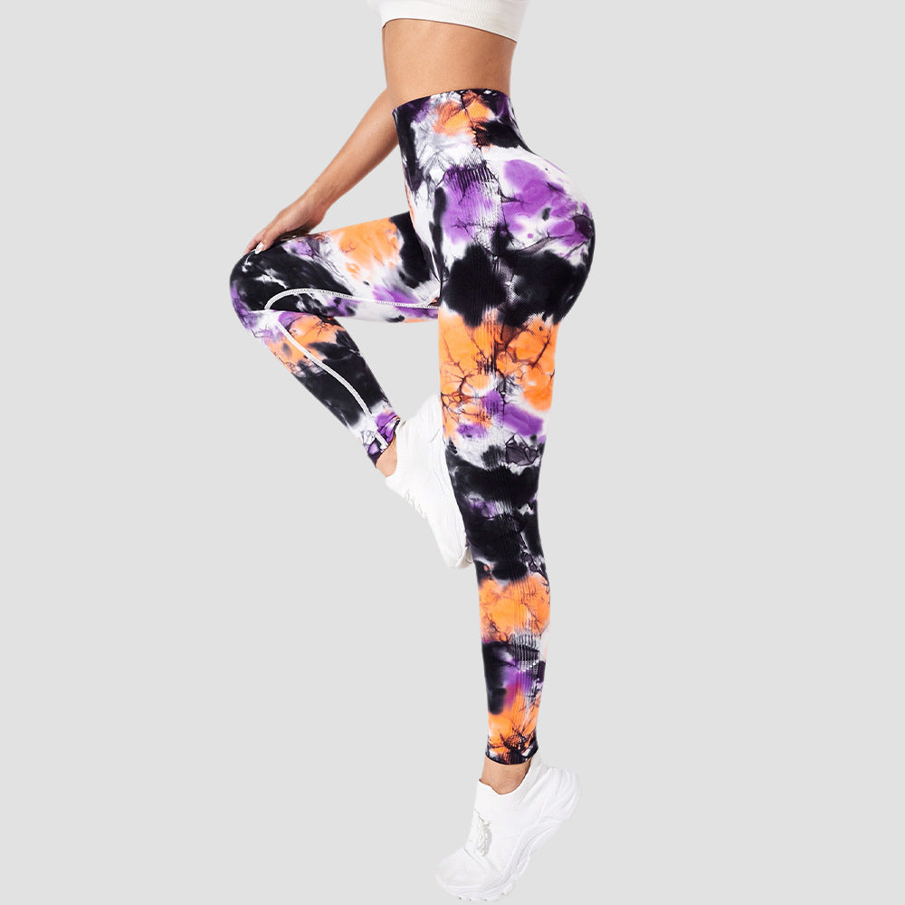 Seamless Tie Dye High Waisted Yoga Leggings for Women Butt Lifting Peach Shaped Fitness Tights for Gym and Everyday Wear 3 4 Length