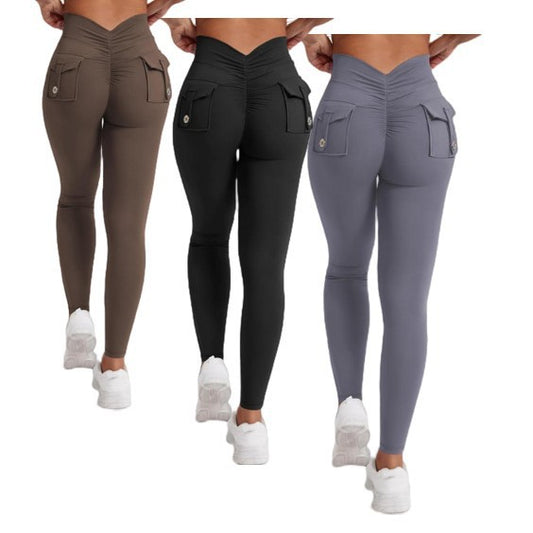 Seamless V Waist Yoga Pants with Pockets High Waisted Leggings for Women for Gym Outdoor Activities and Workouts