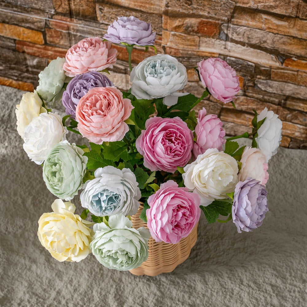 Charming Macaron Rose INS Faux Flower Bouquet for Home Décor - Perfect for Weddings, Handheld Bouquets, Aisle Markers, and Floral Walls - Stylish and Elegant Artificial Flowers MW66775