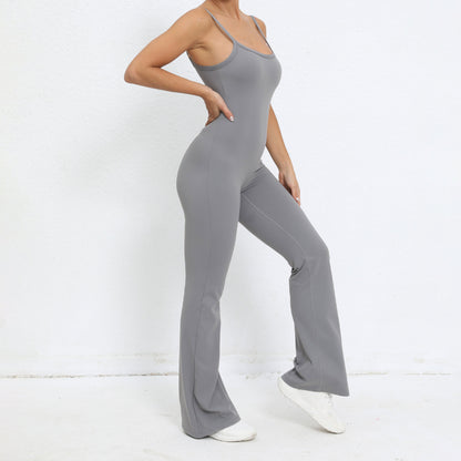 Slim Fit Yoga Jumpsuit for Women High Waisted Butt Lifting Workout Bodysuit with Flared Wide Leg Pants for Comfort and Style