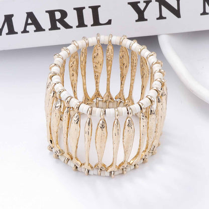 Stylish and Unique Lightweight Luxury Ocean-Inspired Alloy Long Fish Cutout Stretch Bracelet for Casual Elegance