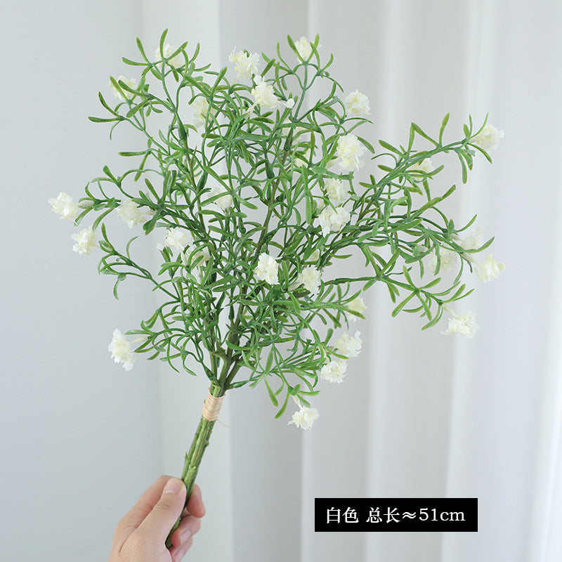 Elegant Faux Floral Arrangement: 3 Branches of High-Quality Simulation Cherry Blossoms and Baby's Breath for Outdoor Lawn Wedding Décor and Home Decoration