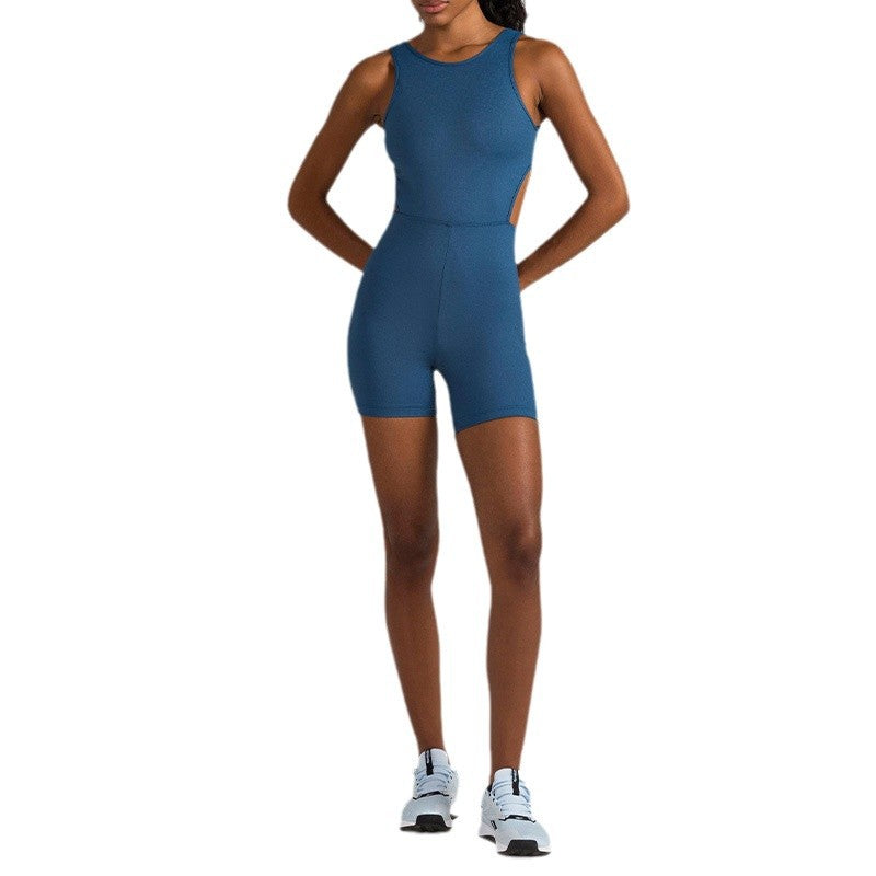 Sleeveless U Back Yoga Bodysuit with Removable Cup Pads for Sports Fitness Highlights Your Peachy