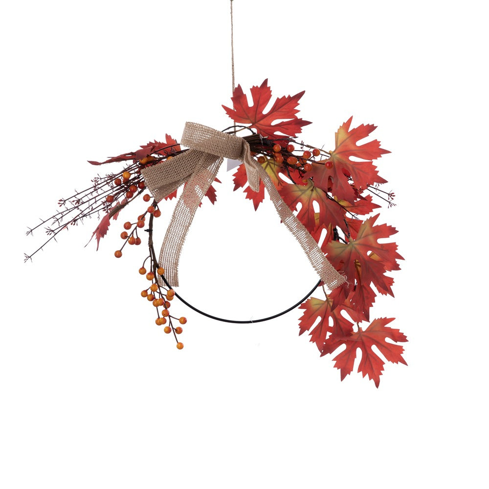 Stunning Artificial Red Maple Half-Circle Floral Arrangement - Perfect for Home Décor, Wedding Bouquets, and Wall Art -  Quality Silk Flowers for Lasting Beauty CF01195