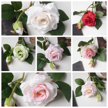 Creamy Rose Artificial Flowers - Lifelike Green Plants for Stunning Wedding Decorations and Unique Craft Gifts - Model MW51011