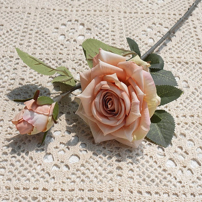 Set of 2 Eiffel-Tower Inspired Curled Edge Rose Artificial Flowers - Perfect for Valentine's Day, Weddings, and Home Decor