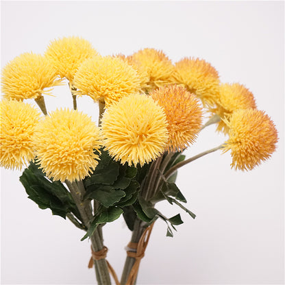 Vibrant Artificial Dandelion Bouquet with Rose Hips and Decorative Green Accents for Stunning Wedding Decor and Floral Arrangements