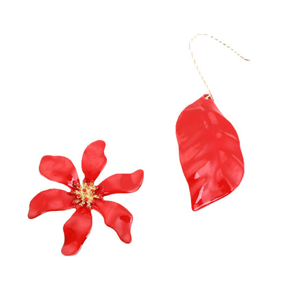 Trendy Oversized Floral and Leaf Drop Earrings with Sparkling Rhinestones – Chic & Versatile Earrings Inspired by High-End Fashion